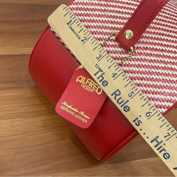 Vintage ALFRED Design Keepsake Red Genuine Leather Organizer Jewelry Case Bag - Picture 12 of 16